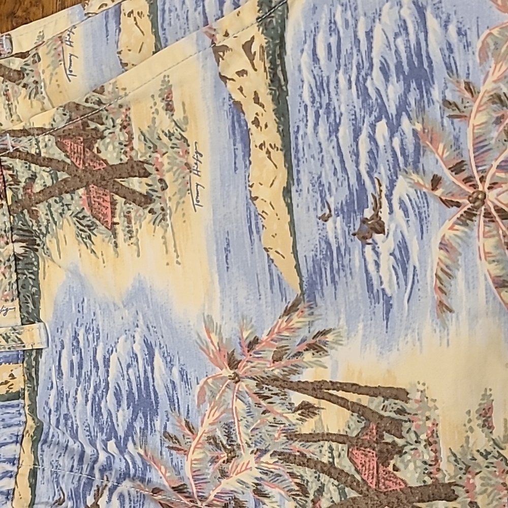 Tommy Hilfiger Chino Shorts Mens 38 Blue All Over Print Beach Palm Hawaiian - Picture 5 of 7